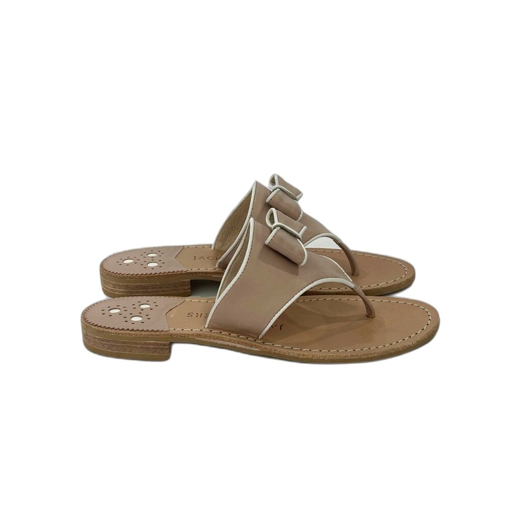 Jack Rogers Sandals Women’s Size 7.5 Color Pink White Giselle Bow Leather - Picture 4 of 10